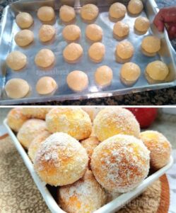Bolinho de chuva assado com cobertura de coco