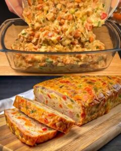 Torta Colorida de Ovos com Legumes e Presunto